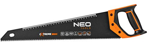 NEO TOOLS Hand Saw Reciprocating Saw with Blade Length 400-450 mm 7 TPI PTFE Cover, Two-Component Handle, Three-Sided Sharpened, Hardened Teeth for Wood, Wood-Like Materials and Plastic (450 mm)