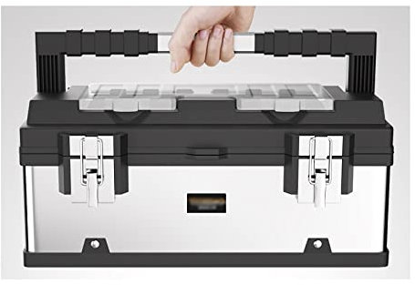 UNNS Werkzeugkasten Edelstahl -Werkzeugkasten mit abnehmbarem Tablett Organizer Langes Griff oberste Brust for die Haushaltsbranche -Hardware (Size : 20 inch)