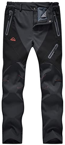 donhobo Damen Wanderhose Wasserdicht Softshellhose Outdoorhose Winddicht Warm Gefüttert Winterhose Trekkinghose Skihose Funktionshose Dunkelgrau XL