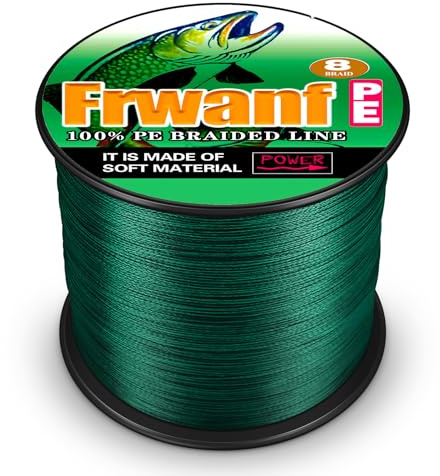 Frwanf Geflochtene Angelschnur, 8 Stränge, keine Dehnung, geringer Speicher, UHMWPE-Faser-Angelschnur, 0,1–1 mm/2,7–136,1 kg/100–2000 m Meeresangeln, Seefischen, Flussangeln, Salzwasser