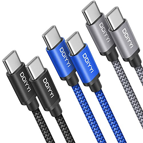 DDIYYI Cable USB C vers USB C 3M, Câble Nylon Tressé pour Switch Lite, Manette Switch/PS5, Manette Xbox Series X/S, MacBook Pro/Air, iPad Pro 12.9, Type C vers Type C Charge Rapide 60W