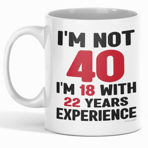 Vivulla68 Divertidos regalos de cumpleaños número 40 para hombres y mujeres, 1982, ideas de regalo, tazas, 40 años, girado, 11 onzas