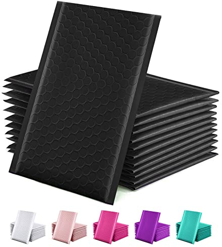 GSSUSA 100 Pack Bubble Mailers 6x10 Inches Black Shipping Bags Self Seal