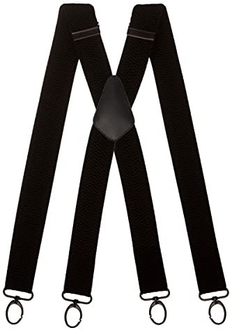 Olata Breite und Robuste X-förmige Hosenträger mit Karabinerhaken – 4 cm breit, Verstellbar, Unisex, Ideal für Arbeit und Alltag. Schwarz (Schwarz Clips)