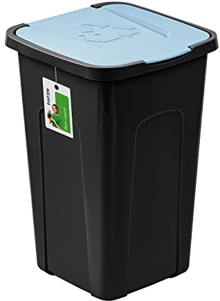 PAFEN Grande poubelle 50 l avec couvercle - poubelle 550 x 365 x 370 mm - poubelle de séparation poubelle tri des déchets collecteur de déchets, bleu
