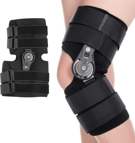 Yosoo Health Gear Ginocchiere per Ginocchio Regolabile Corto con Supporto per Tutore Protettore per Infortunio Al Legamento del Mandrino, Stabilizzatore per Gambe per Uomo Donna