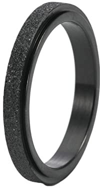 KnBoB Fidget Ring Damen, 3MM Titan Ring Schwarz Matt Spinner Angst Ring Größe 57 (18.1)