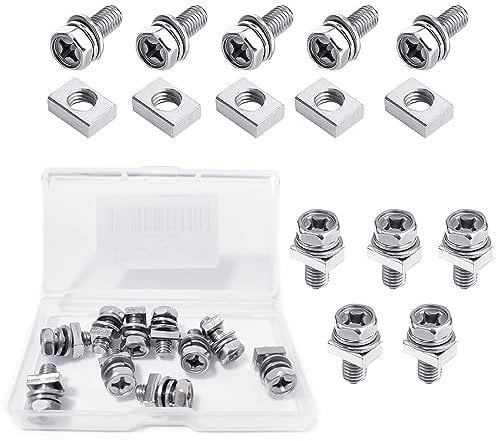 10 Sets Motorrad Batterie Schrauben und Muttern,Hexagon Maschinenschraube für ATV Fahrzeug, Roller, Motorrad, Quad Bike M5x14mm,304 Edelstahl (Silber)