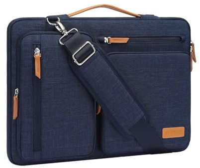 MOSISO 360 Protective Laptop Bag 17.3 inch, 17-17.3 inch Computer Shoulder Bag Compatible with Dell, HP, Lenovo, Asus, Acer, Alienware, Side Open Messenger Case &4 Zipper Pockets&Handle, Navy Blue