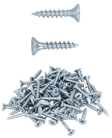 HELPMATE - Viti per connettore per legno, 4,0 x 20 mm, zincate galvanicamente – 100 viti universali a testa svasata con attacco PZ2 e filettatura completa – Per il fissaggio di raccordi su legno
