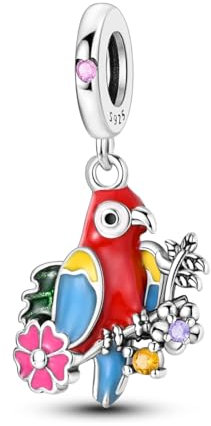 NARMO Charms per Pandora Bracciale 925 Sterling Silver Charm Parrot Ciondolo Animale Charms