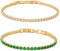 Zoomers Tennisarmband Set. Tennisarmband Gold mit Zirkonia. Tennis Bracelet Verstellbarer Länge 17-19CM. 2PC Armbänder Set.Tennis Armband Damen Smaragdgrün