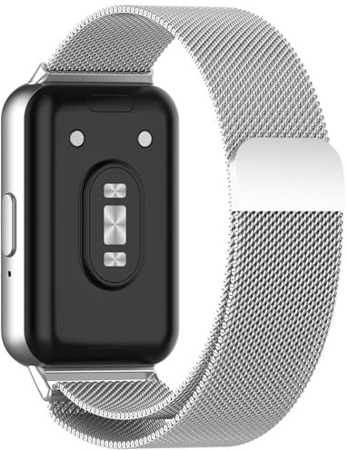 Niboow Strap Compatible with Samsung Galaxy Fit 3, Men Women Magnet Stainless Steel Mesh Metal Breathable Watch Bands for Samsung Galaxy Fit 3 - Silver