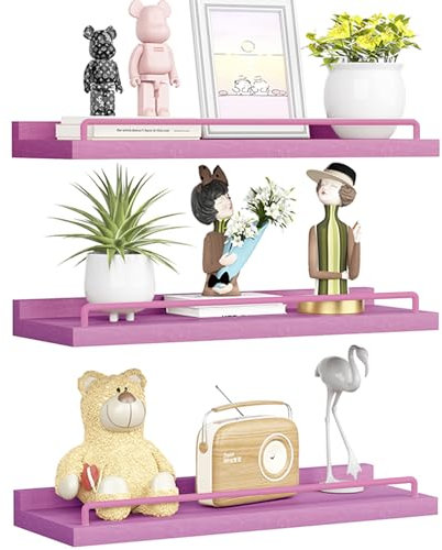 RYOFOBETTO Rosa Schweberegale, Kawaii Room Decor Wandregale für Wohnzimmer, Schlafzimmer, Bilderrahmen, Pflanzen, Küche - 3er Set (Rose Pink), 84732428