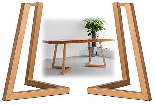 IUokLU Tischbeine × 2, V-förmige Möbelfüße, Couchtischbeine, Tischbeine aus Metall, Rahmen für Frühstücksbar, Küchenbeine, Gold