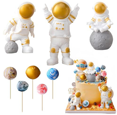 SZSMW 3er-Pack,Astronaut Deko - Astronauten geburtstag - Tortendeko Weltraum - Geeignet FüR Geburtstagsfeiern,Astronautenparty-Dekorationen,Weltraum-Mottopartys,Dekorieren von Kindergeburtstagstorten