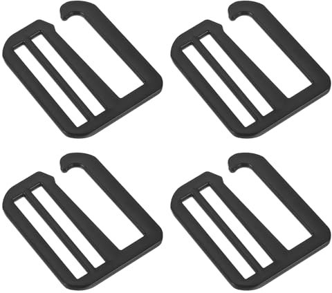 QUARKZMAN 4 Piezas 38mm/1.5 Hebilla de Gancho G de Metal Ajustable Deslizadores Planos Tri-Glide para Cinta de Mochila, Negro Mate
