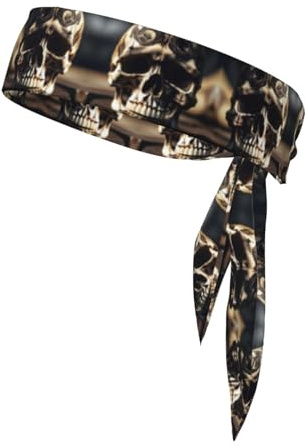 Skull Rock Roll Skelett Knochen Ultimate Performance Schweißabsorbierendes Bandana-Stirnband für Outdoor-Sportarten – Unisex-Design, weicher und atmungsaktiver Stoff