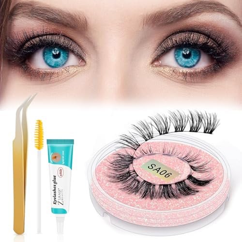 Individual Lashes D Curl 24-28 Clusters DIY False Eyelashes Reusable Soft Natural Easy Fan Russian Lashes Eyelash Extensions Clear Glue Individual Lashes (24 clusters)
