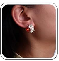 Yheakne Vintage Ruby Square Stud Earrings Red Crystal Earrings Red Ruby Stud Earrings Gold Spiral Cz Earrings Jewelry for Women(Red)