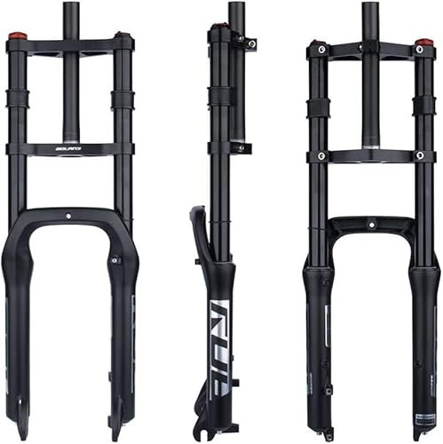 Snow Beach Bike Suspension Fork 20 Inch 4.0 Tire Fat Air Forks Travel 140mm, 1-1/8inch Steerer Bike Forks Spread 135mm Double Shoulder Shock Absorbing Front Fork QR Manual(Size:20x4.0inch,Color:Black)