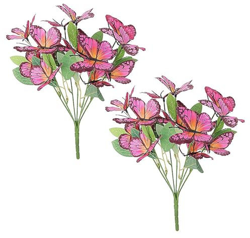 Plantas de Mariposas Artificiales, Plantas de Jardín, Flores Falsas, Mariposas Artificiales, Ramo de Flores, Decoración de Boda, Mariposas Creativas, Flores para Decoración de (D)