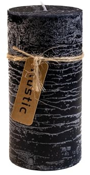 Kerze Rustic schwarz Ø 7cm x 14cm Stumpenkerze dekorative Haushaltskerze Unparfürmiert