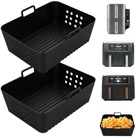 2 piezas Airfryer 19 x 14 x 8 cm Accesorios para Ninja Foodi Max Dual Zone Af400eu Af300eu 9.5L, Ninja silicona EinsäTze para Foodi Max Double Stack Sl400eu, Airfryer Silikonform für Innsky