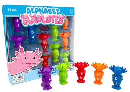 Junior Learning: Alphabet Axolotls - Matching Set Game - Learn Upper & Lower Case Letters, Twist & Turn Pieces, ABC Reading Development, Kids Ages 3+