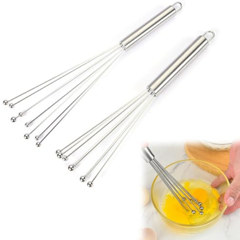 2 batidores de bola de acero inoxidable para mezclar, cocinar, batir, remover, batir