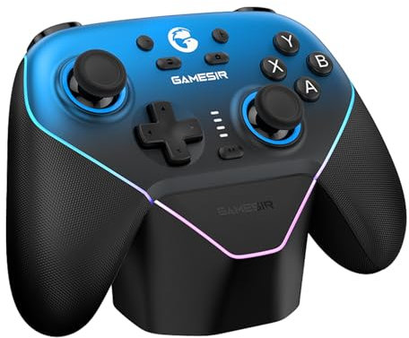 GameSir Super Nova Multiplatform Game Controller – 2.4G Wireless for PC/Switch/iOS/Android – Hall Effect Joystick & Triggers, Magnetic Faceplate, RGB Lighning,Charging Dock (Blau)