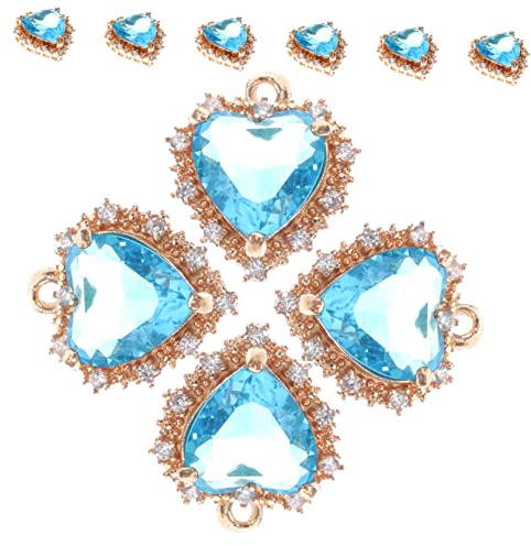 DIYEAH 10 Stück Selbstgemacht Herz Anhänger Armband Charm Anhänger Handgefertigt Blaue Mikro Pavé Besetzung Schmuckzubehör zum Selbermachen Hängende Dekoration für Basteln und Geschenke