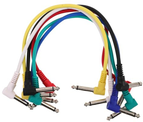 Milisten 6pcs Electric Guitar Effects Patch Cords Short Rubber Coating Cable Guitar Jack Patch Cable for Electric Bass Compatible Multiple Pedals