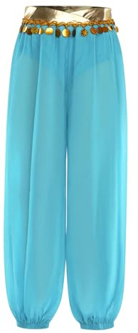 Miutii Mädchen Bauchtanz Hose Haremshose Metallic Chiffon Pumphose Tribal Arabische Hose Bauchtänzerin Indische Tanzhose