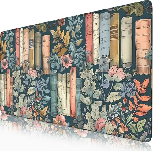 Nasdalgias Schreibtischunterlage mit Blumenmuster, niedliches XXL-Mauspad, bunte Maus-Tastatur-Pad, Blumen-Bücherregal, Schreibtischunterlage für Computer, Laptop, ästhetische Leser, Heimdekoration