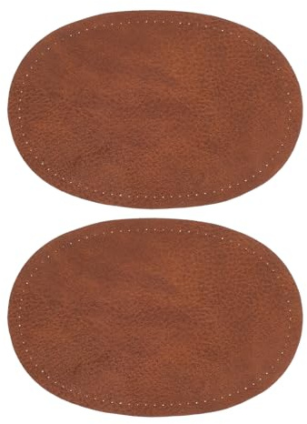 2PCS Elbow Patches for Wool Jumpers, 13.8 X 9cm Sew-On Fabric Oval PU Leather Elbow Patch, Clothes Fabric Repair Sewing Patches for Sweaters, Jackets, Trousers and Hats(Coffee)