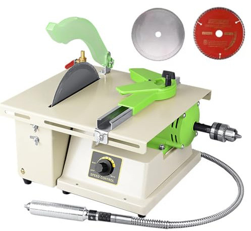 Lapidary Grinder Polisher - 500-7000RPM Jewelry Rock Polishing Machine, Mini Table Saw for Cutting Rocks, Jade, Amber, Beeswax