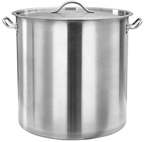 Suppentopf aus Edelstahl 98 L 50×50 cm mit Deckel und Griffen für Herd, Induktion, Elektro Kochfeld, ideal zum Kochen von Suppe, Eintopf, Gulasch, Pasta und Gemüse in Profi- und Heimküche