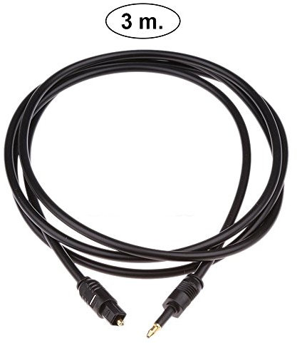 REY Cavo in fibra ottica da Mini-TOSLINK a TOSLINK da 3 metri, cavo audio digitale da 3 mm