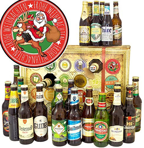 Santa Frohe Weihnachten + Bierweihnachtskalender 2024 2025 + Bier Set DE und Welt