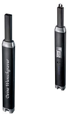 Schmalz® USB Stabfeuerzeug Lichtbogen Flammenlos Winddichte mit Wiederaufladbarem Akku für Grill, Küche, Herd und Camping (schwarz)