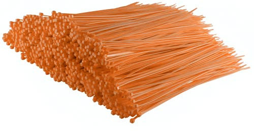 Gocableties Orange Cable Ties, 200mm x 4.8mm, Bulk Pack of 1000, 8” Premium Nylon Zip Ties, Multi-Purpose Plastic Tie Wraps, Secure Self-Locking Mechanism, for Home, Garden, Office and DIY