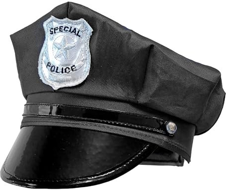 W WIDMANN MILANO Party Fashion 03328 - Polizeimütze, Schwarz, Cop, Polizist, Hut, Kopfschmuck, Accessoire, Karneval, Mottoparty