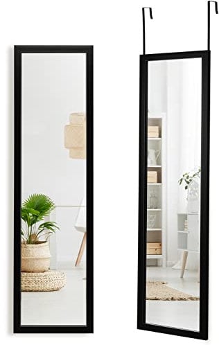 Multigot Over the Door Mirror with 2 Rustproof Door Hooks, Wall-Mounted Hanging Mirror for Living Room, Bedroom, Entryway, Hallway