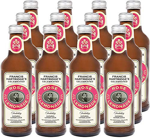 Hartridges Traditional Rose Lemonade Soft Drink Pack of 12x 330ml Bottles. Celebrated Taste, Sparkling Drink with Natural Extracts and No Artificial Colours. Gluten-Free, Suitable for Vegans