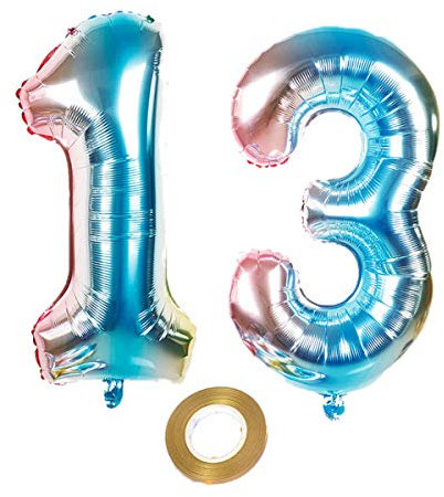32 Zoll luftballons zahl 13 Regenbogen Mädchen 13. geburtstagsdeko Mädchen Nummer 13 Helium Zahlenballon 13 folienballon 13 XXL ballon 13 jahre Geburtstag Dekoration Mädchen 13 geburtstag deko (13)