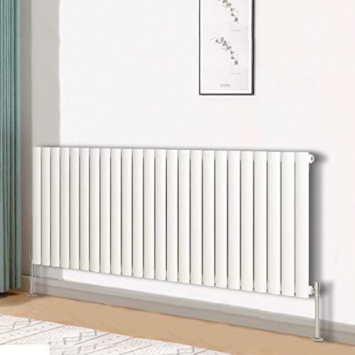 Blümme Oval Radiator Horizontal Designer Single Panel Radiators Bathroom Central Heating 600x1416mm White