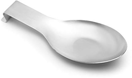 Pretty Jolly Stainless Steel Silver Spoon Rest for Kitchen Counter Cooking Utensil Rest Spoon Ladle Holder for Stove Top Rust Resistant Large Size Spatula Rest Dishwasher Safe 9.61 x 3.74 Inch(1PCS)
