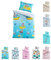 Kinder Baby Bettwäsche Set für Mädchen und Jungen | 100x135 cm + 40x60 cm | 100% Baumwolle Renforcé | Reißverschluss | Boote – Schiffe | blau