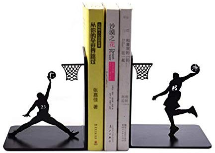 BAIHAO Moderne Buchstützen Kreative Basketball Metall Buchstützen Buchständer Einfach Spielen Basketball Buchstützen, Studenten Junge Geburtstagsgeschenk Buchständer (Schwarz-B)